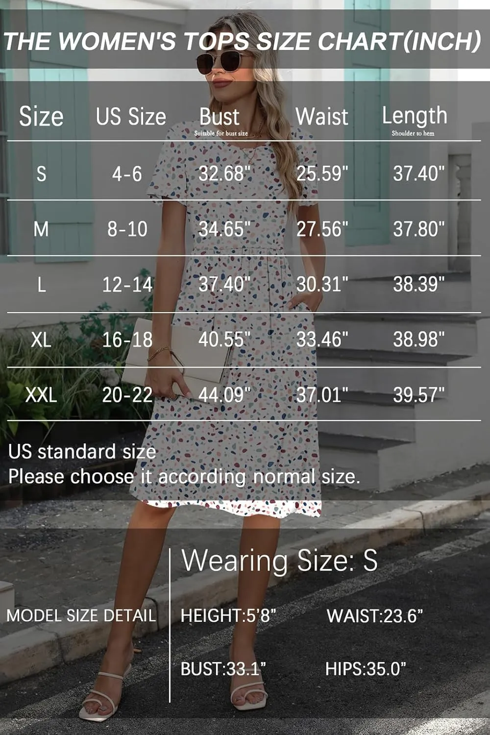 Women's Empire Waist Pleated Dress Flowy Casual Knee Length Short Sleeve Dresses with Pockets 2025