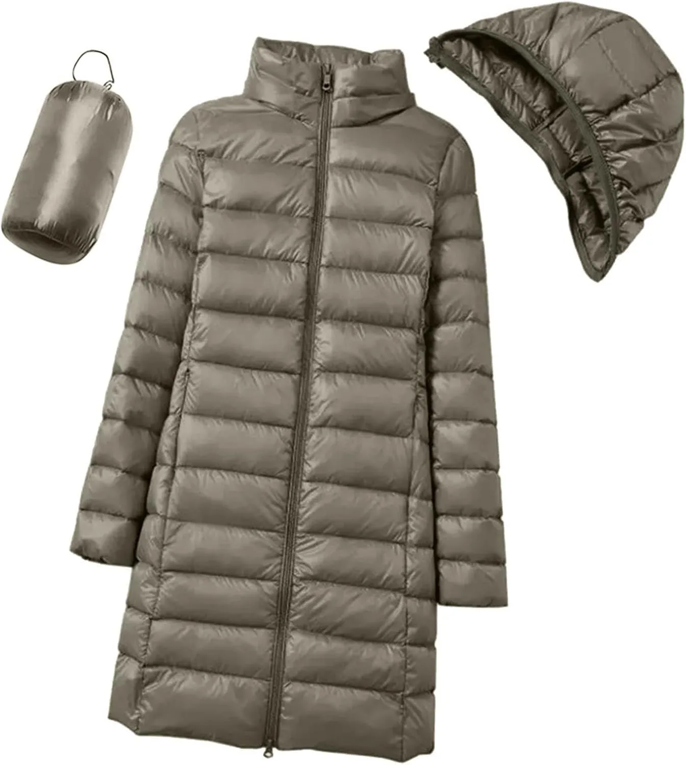 Women's Long Down Jacket Lightweight Packable Travel 2023 Fall Winter Puffer Jackets Slim Fit Casual Warm Duck Down Coat