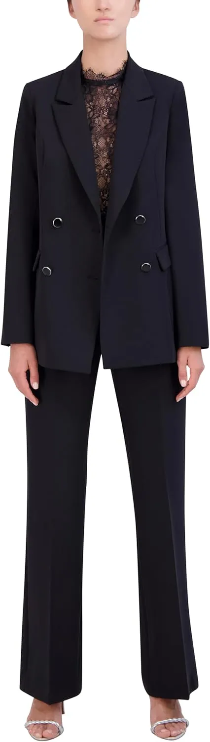 Women's Long Sleeve V Neck Double Breasted Blazer