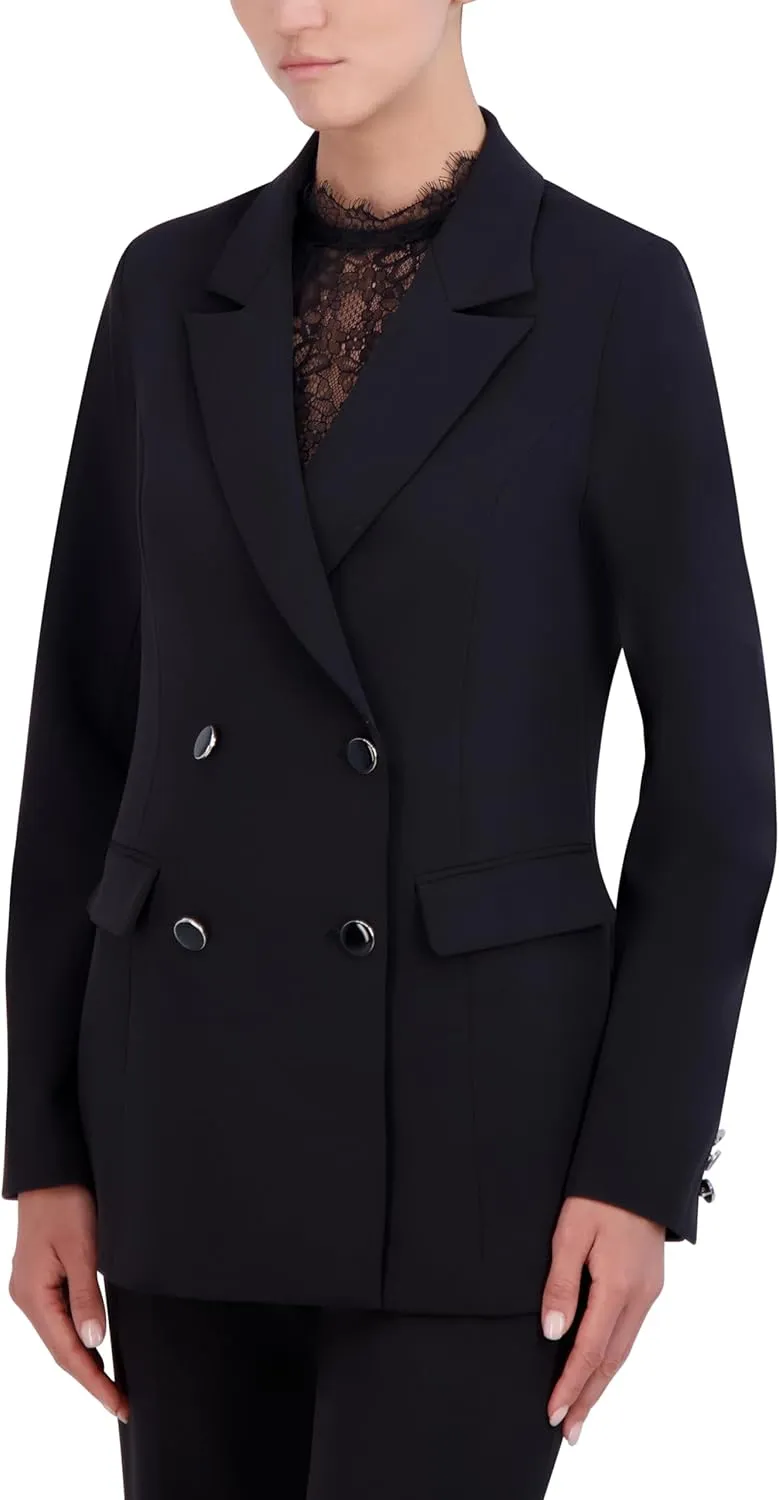 Women's Long Sleeve V Neck Double Breasted Blazer