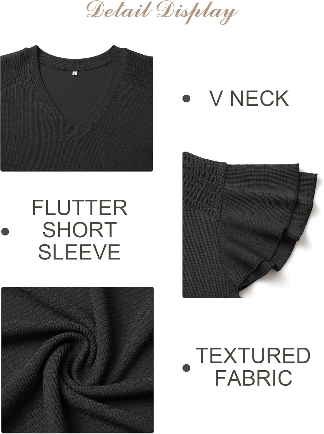 Womens Ruffle Sleeve Tops Summer Dressy Casual V Neck Tunics for Leggings Sleeveless Blouses Shirts